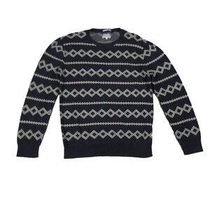 Gant Rugger Navy Diamond Jacquard Grandpa Sweater Mens Large Preppy Knit Jumper